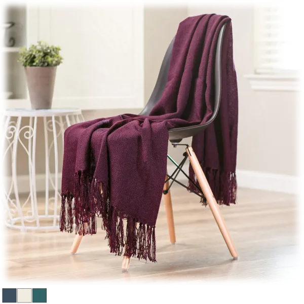 2-Pack: Chanasya Fringe Faux Linen Throw Blanket