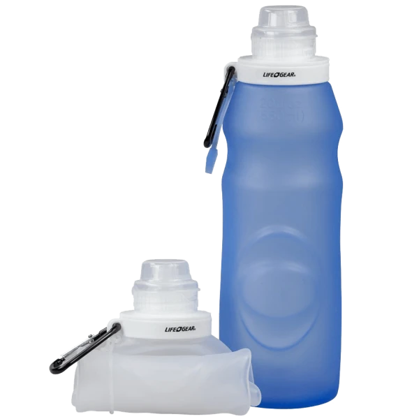 2-Pack: Life Gear 20oz Collapsible Silicone Water Bottles