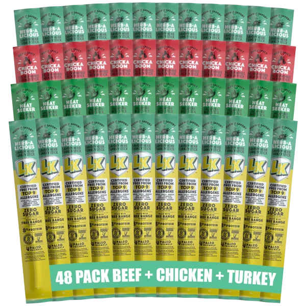 48-Pack: Lorissa's Kitchen Beef, Chicken, and Turkey Sticks