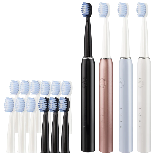 4-Pack FineLife Sonic Toothbrushes & 12 Extra Brush Heads