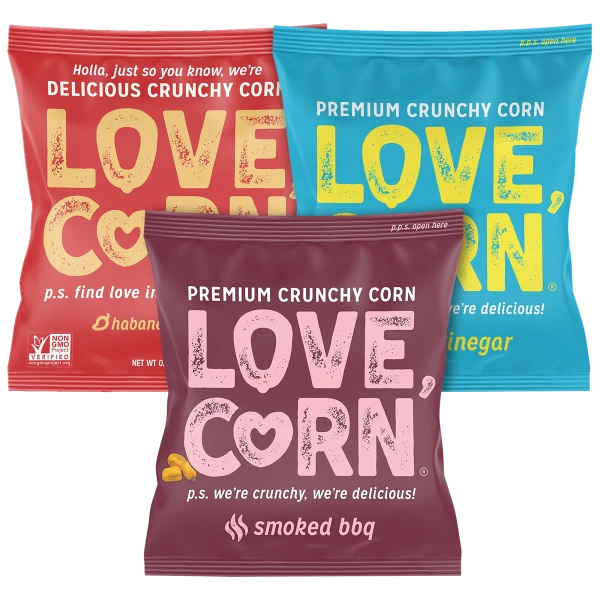 100-Pack: Love, Corn Premium Crunchy Corn (0.7 oz)