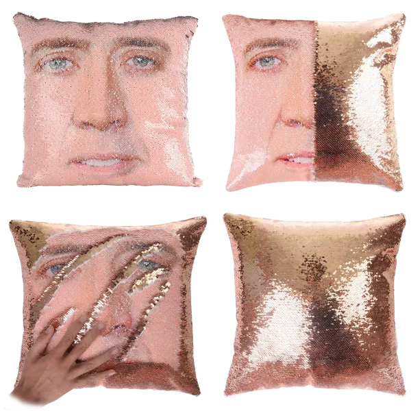 Nicolas Cage Reversible Sequin Throw Cushion Cover
