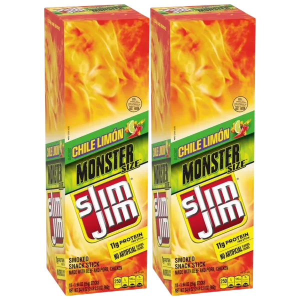 36-Pack: Slim Jim Monster Smoked Chile Limón Snack Sticks (1.94oz)