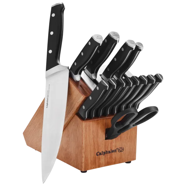 Calphalon Classic 15-Piece Self-Sharpening Knife Block Set in Natural Wood