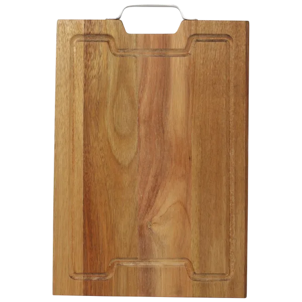 Bombay Acacia Wood Cutting Board With Metal Handle
