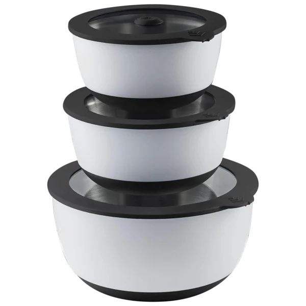 Evolution Microwave Stainless Steel Mixing Bowl With Lid Set