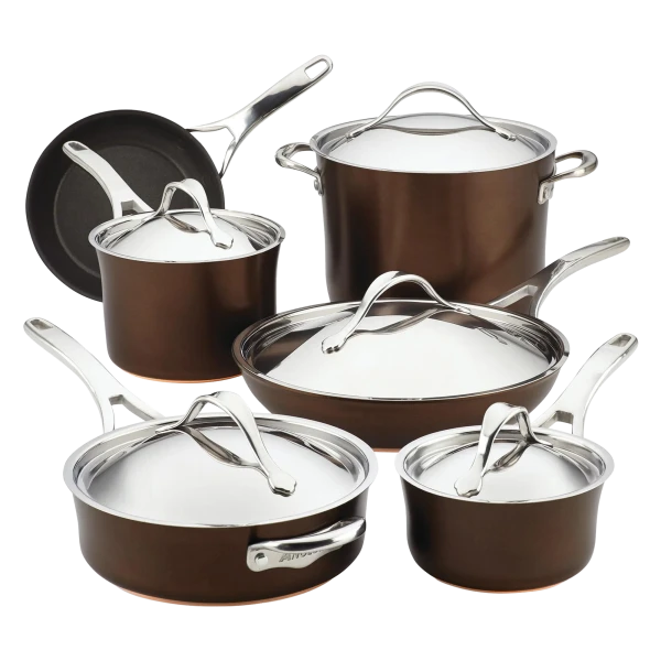 Anolon Nouvelle Luxe 11-Piece Copper and Hard Anodized Cookware Set