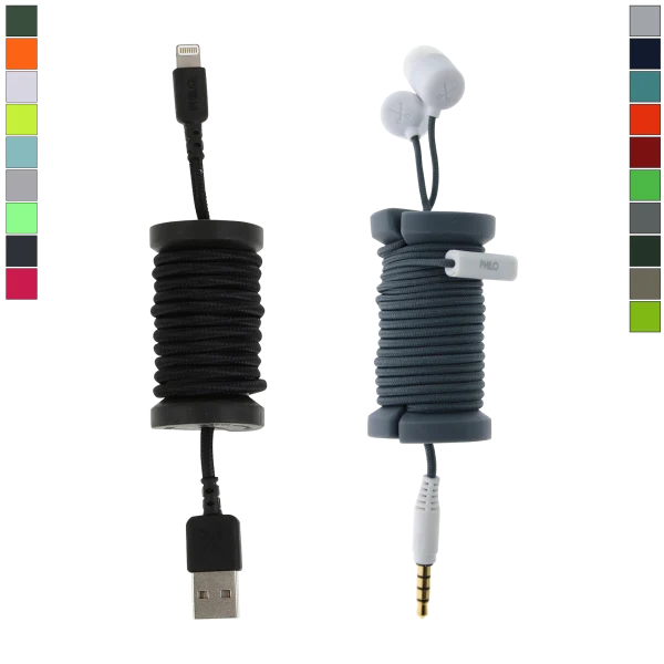 Pick-Your-2-Pack: Philo Spool MFi Lightning Cables & Earphones