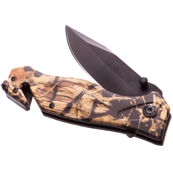 Outdoor Nation Rescue Pocket Knife with Seatbelt Cutter and Glass Breaker