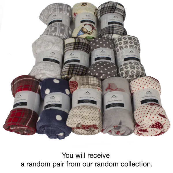 2-Pack: Random 50" x 60" Velvet Throw Blankets