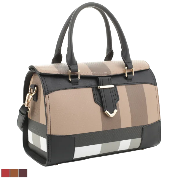 Malibu Skye Plaid Satchel with Detachable Shoulder Strap