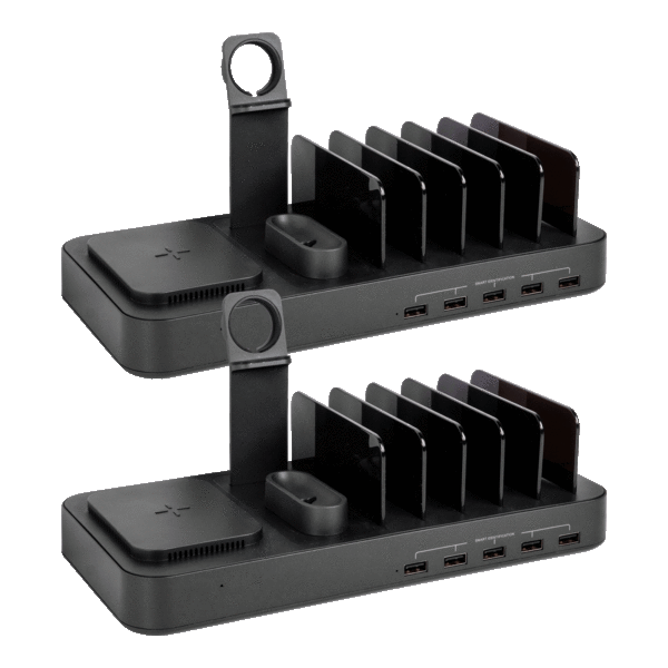 2-Pack: 8-in-1 Wireless Charging Station with 5 USB Ports