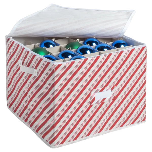Design Imports Candy Cane Print Ornament Storage