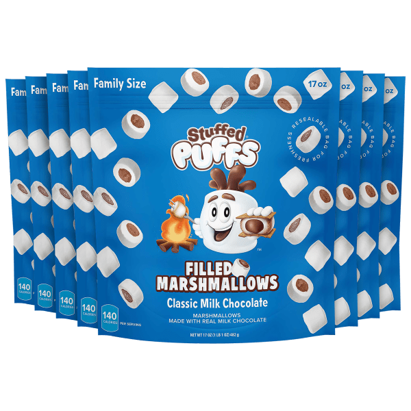 208-Count: Stuffed Puffs Classic Milk Chocolate Marshmallows (8x 17oz Bags)