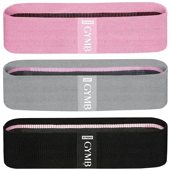 GYMBee 3-Piece Non-Slip Cloth Resistance Exercise Band Set