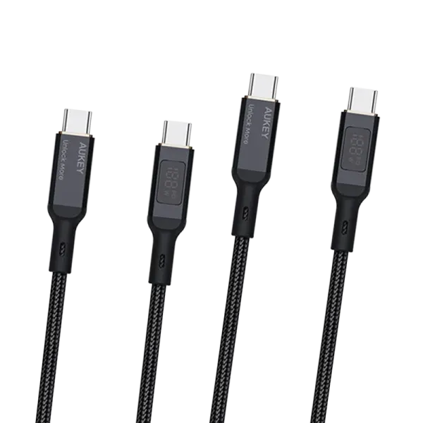 2-Pack: Aukey 100-Watt USB-C Cables with Digital Display