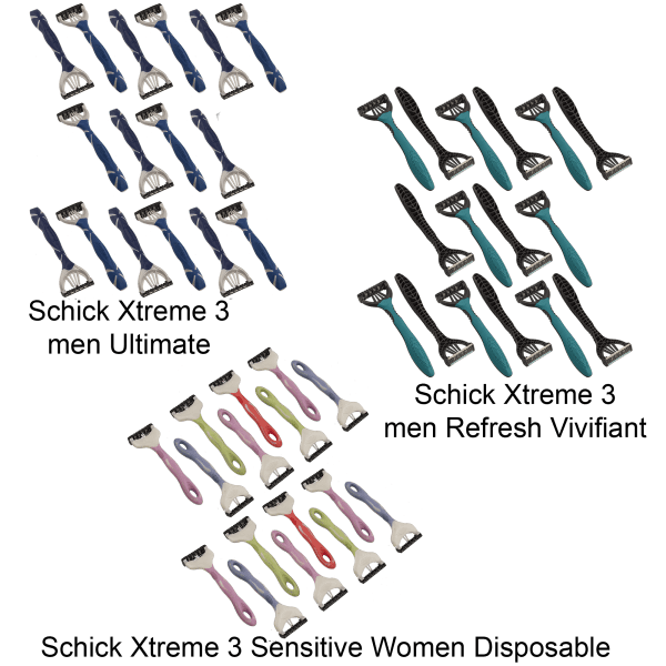 16-pack: Schick Xtreme3 Disposable Razors (Unboxed)