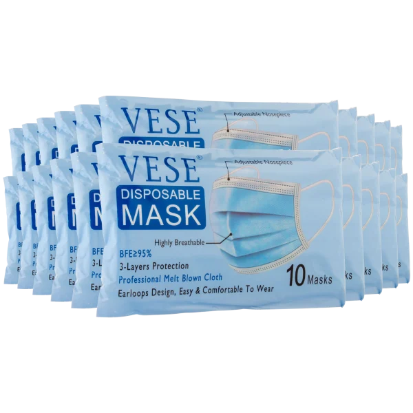 200-Pack Vese Disposable 3 Ply Masks