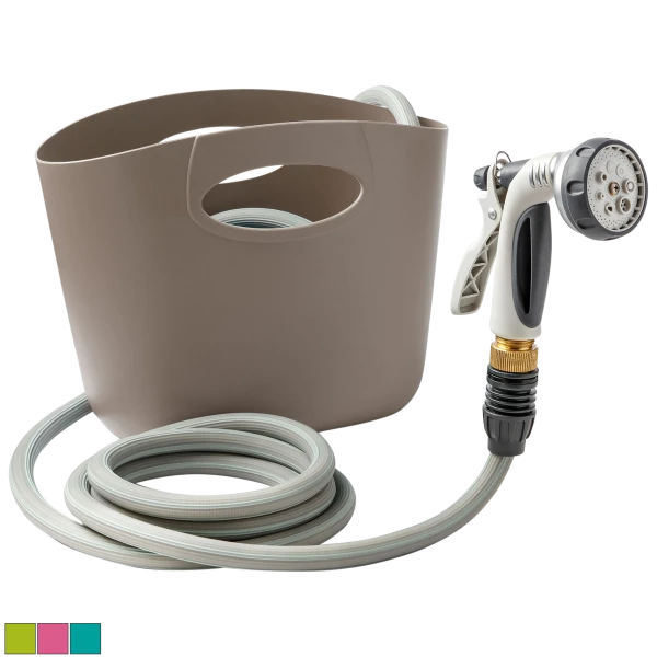 GF Garden 50FT Self Expandable Hose Kit with 8-Function Nozzle & Pail