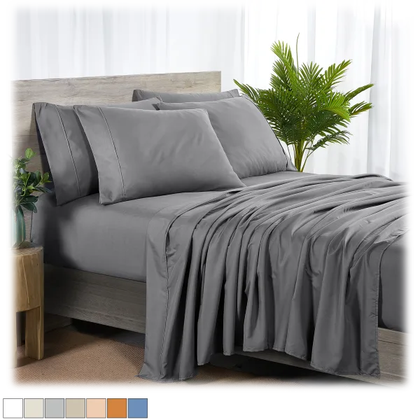 Bibb Home 6-Piece Rayon from Bamboo Sheets with SureGrip Straps