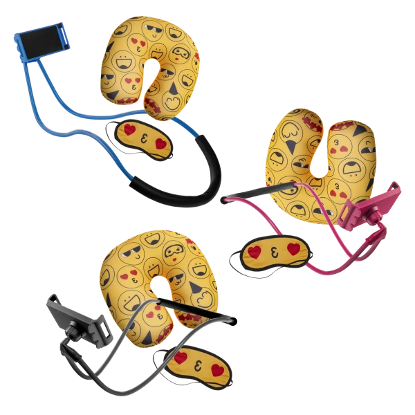 Lazy Bundle: Easy-Viewing Neck Mount and Emoji Neck Pillow and Eyemask