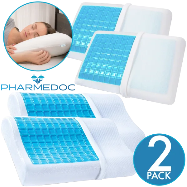 2-Pack: PharMeDoc Memory Foam Pillow with Cooling Gel Top