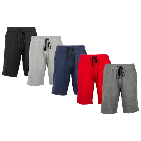 5-Pack: Blu Rock Men's Heat Seal Zipper Pocket Tech Fleece Performance Shorts