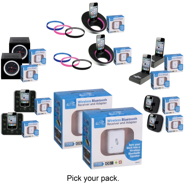 2-pack iLive 30-pin Bluetooth Adapters or 2-pack Adapters & Crappy Speaker Docks