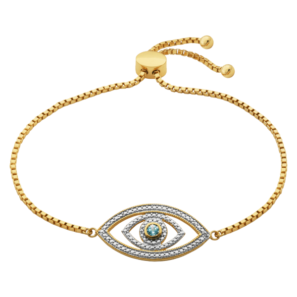 Evil Eye Gold-Plated Bracelet with Topaz and Diamond Accent
