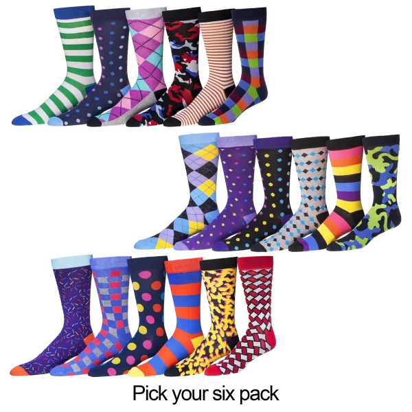 6-Pack: Men's Funky Socks