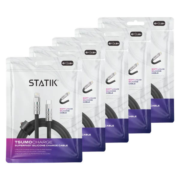 5-Pack: Statik TsumoCharge 6-Feet Cable USB-C to Lightning