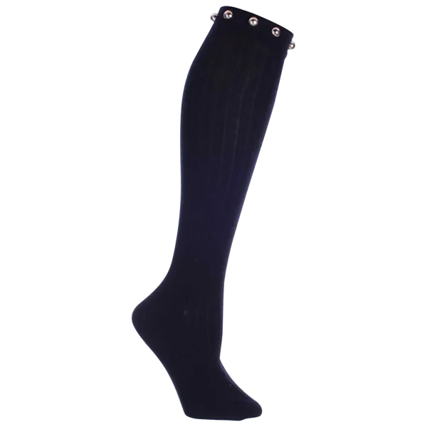 MinxNY Black Knee High Boot Socks with Rounded Studs