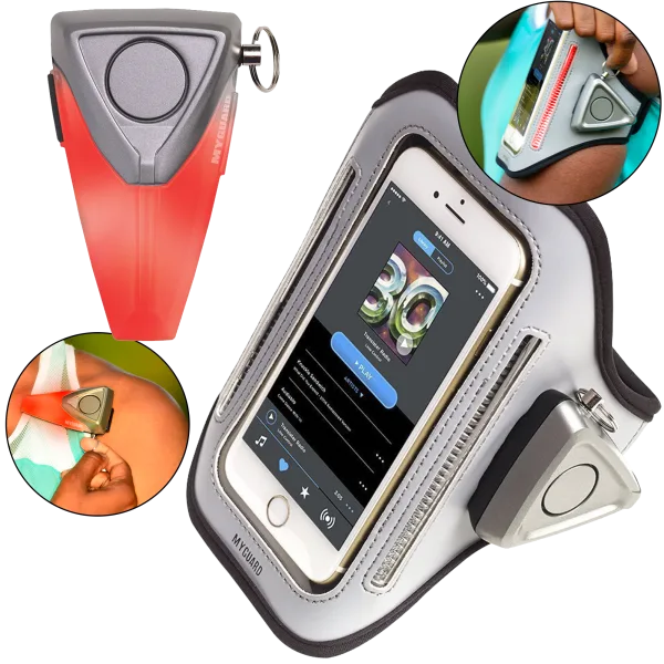 MyGuard Clip Wearable LED Safety Light & Alarm or Phone Holder & Alarm