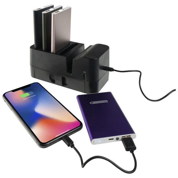 InstaCharge Grab-N-Go 4-PACK of 4600 mAh Power Banks w/Charging Base