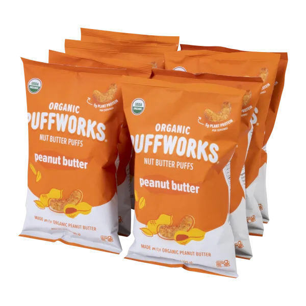 8-Pack: Puffworks Original Organic Peanut Butter Puffs (3.5 Oz)