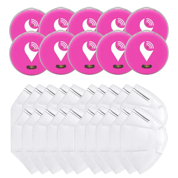 10-Pack of Pink TrackR Pixels and 20-Pack of KN95 Masks
