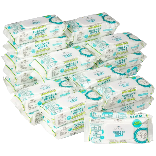 24-Pack of 72ct Juniper Cleaning Wipes with Bleach (1,728 Wipes)