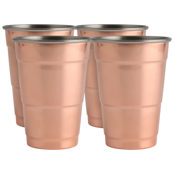 4-Pack: Cambridge 18oz Copper Stainless Steel Reusable Party Cups
