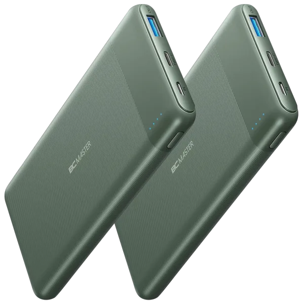 2-Pack: BCMaster 10,000mAh Portable Charger with 18W Power Delivery USB-C