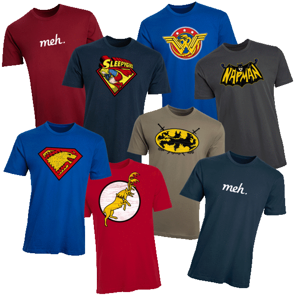 Mediocritee Classic Design or Glow-In-The-Dark Meh Logo Tees