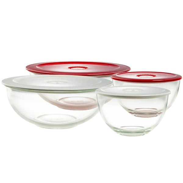 Decor Set of 2 Glass Bowls with Vented Lids