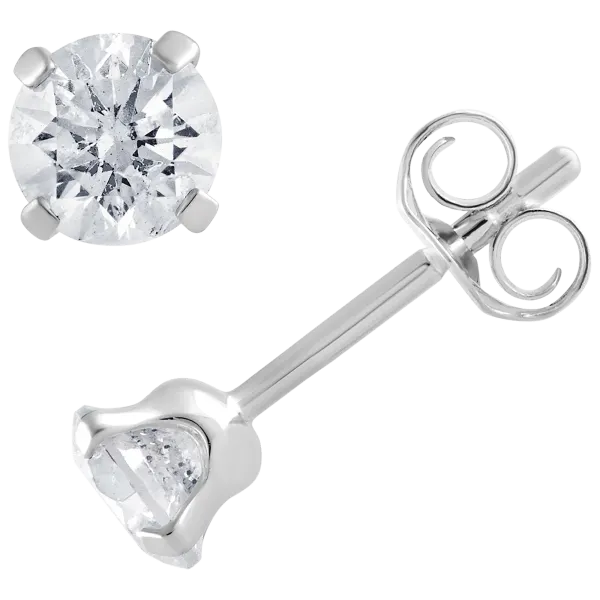 3/8 Carat tw Round-Cut Diamond Solitaire Earrings Set in 10K White Gold