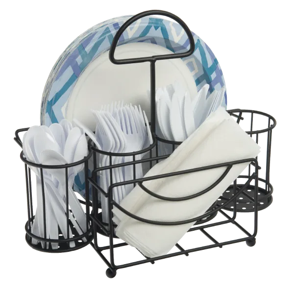 Mesa Wrought Iron Picnic Caddy and Flatware Organizer