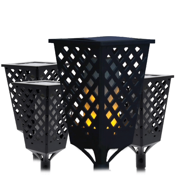 4-Pack: Dancing Flame TIKI Torches with Solar Charging LED Lights