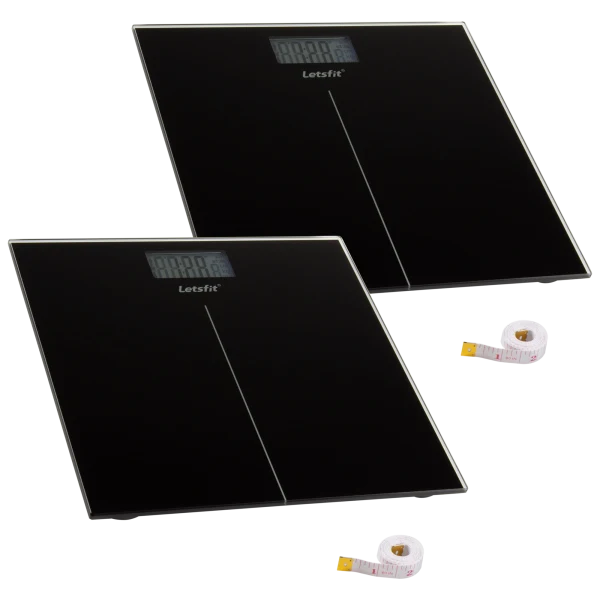 2-Pack: Letsfit Ultra Slim Tempered Glass Digital Scales w/ Tape Measures