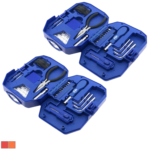 2-Pack: Flipo Tool Pod 24-Piece Tool Set With LED Dual Use Work Light & Headlamp
