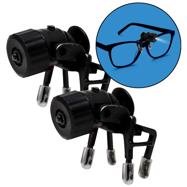 2-Pack Bright Basics Universal Clip-On LED Glasses Light