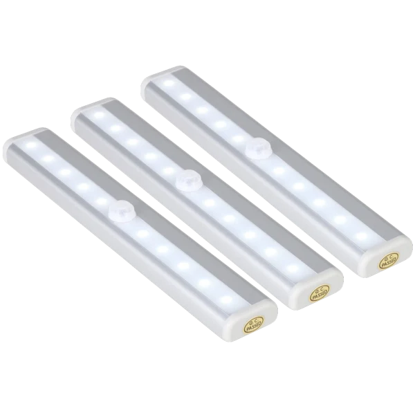 3-Pack: Hakol 10 LED Motion Sensor Stick-On Light Bars