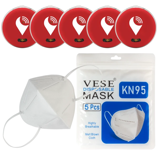 5-Pack of Red TrackR Pixels and 100-Pack of KN95 Masks