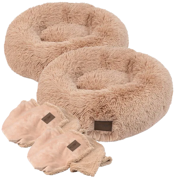 2-Pack: Ultra Plush 24" x 24" Calming Pet Bed Set